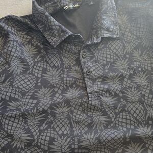 Travis Mathew Black and Gray Polo with Geometric Pattern
